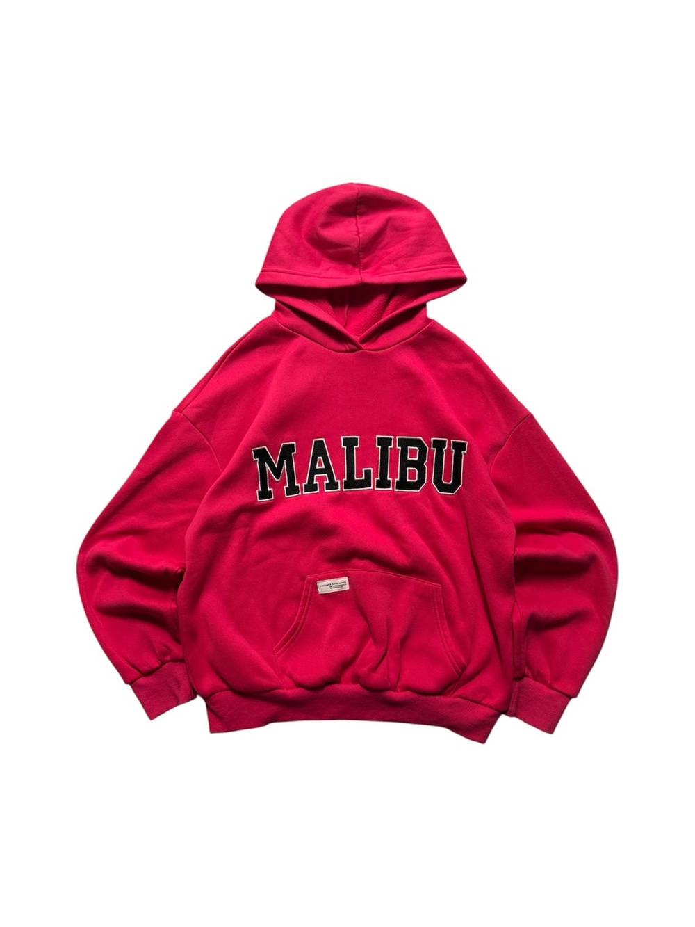Malibu Hot Pink Pullover Hoodie with Black Lettering